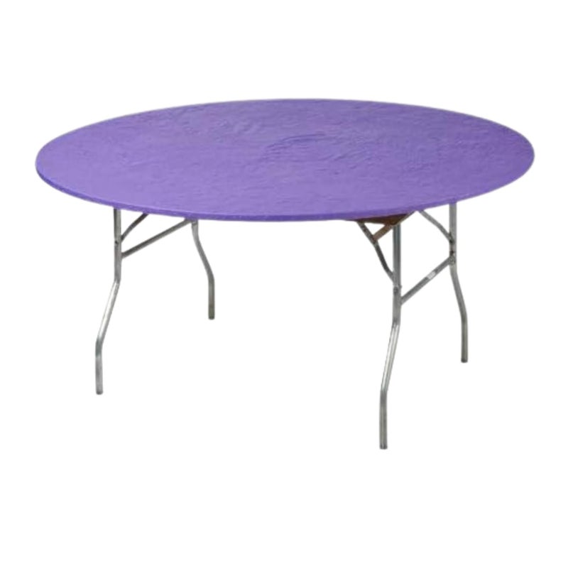 Kwik-Covers 60" Round Fitted Plastic Table Covers, Bundle of 5 (Purple) - Image 1